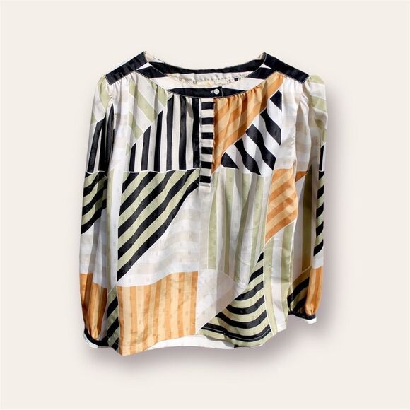 Liz Claiborne Tops - Elisabeth by Liz Claiborne Geometric Pattern Boatneck Long Sleeve Blouse